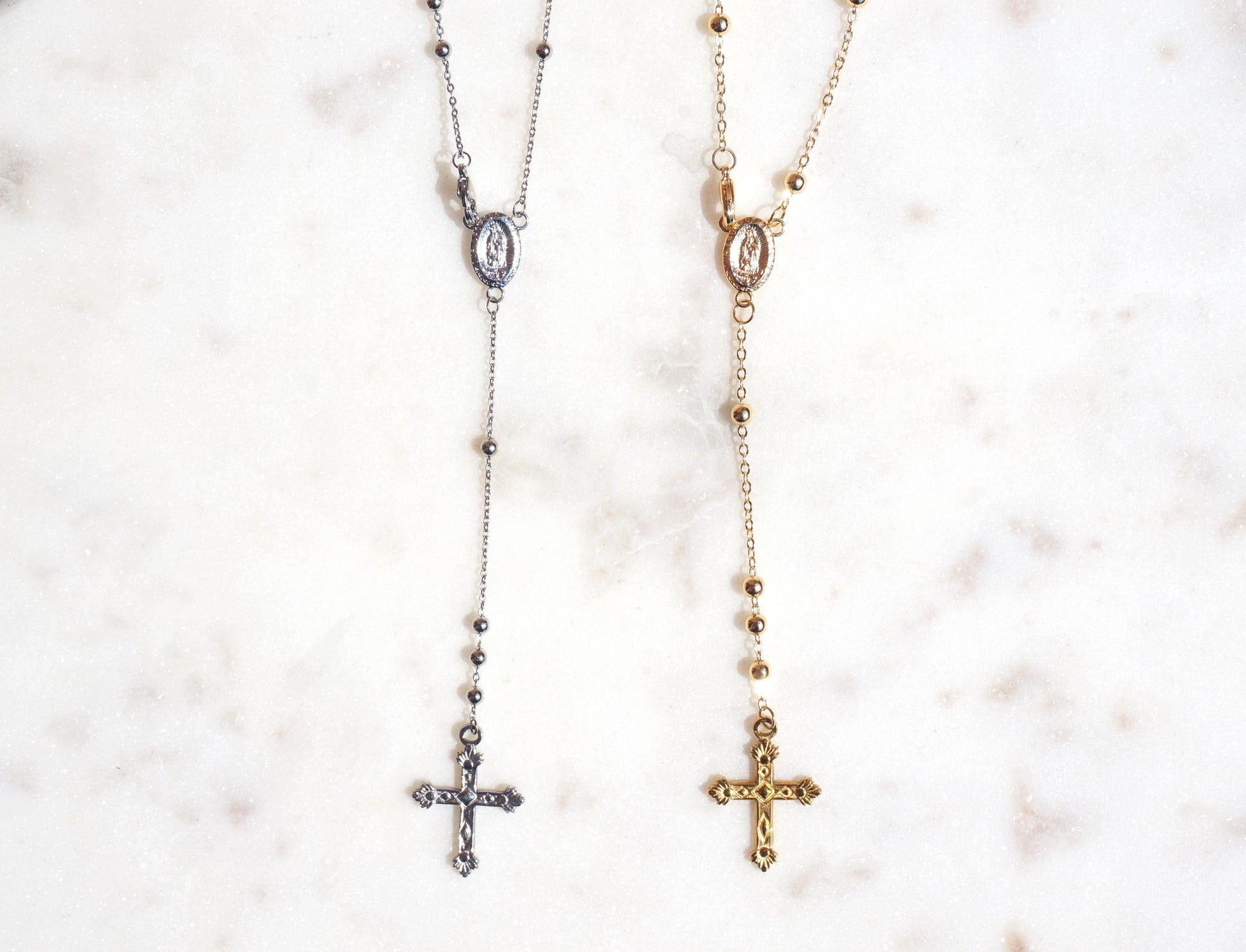 Gold/Silver Plated Rosary Style Necklace