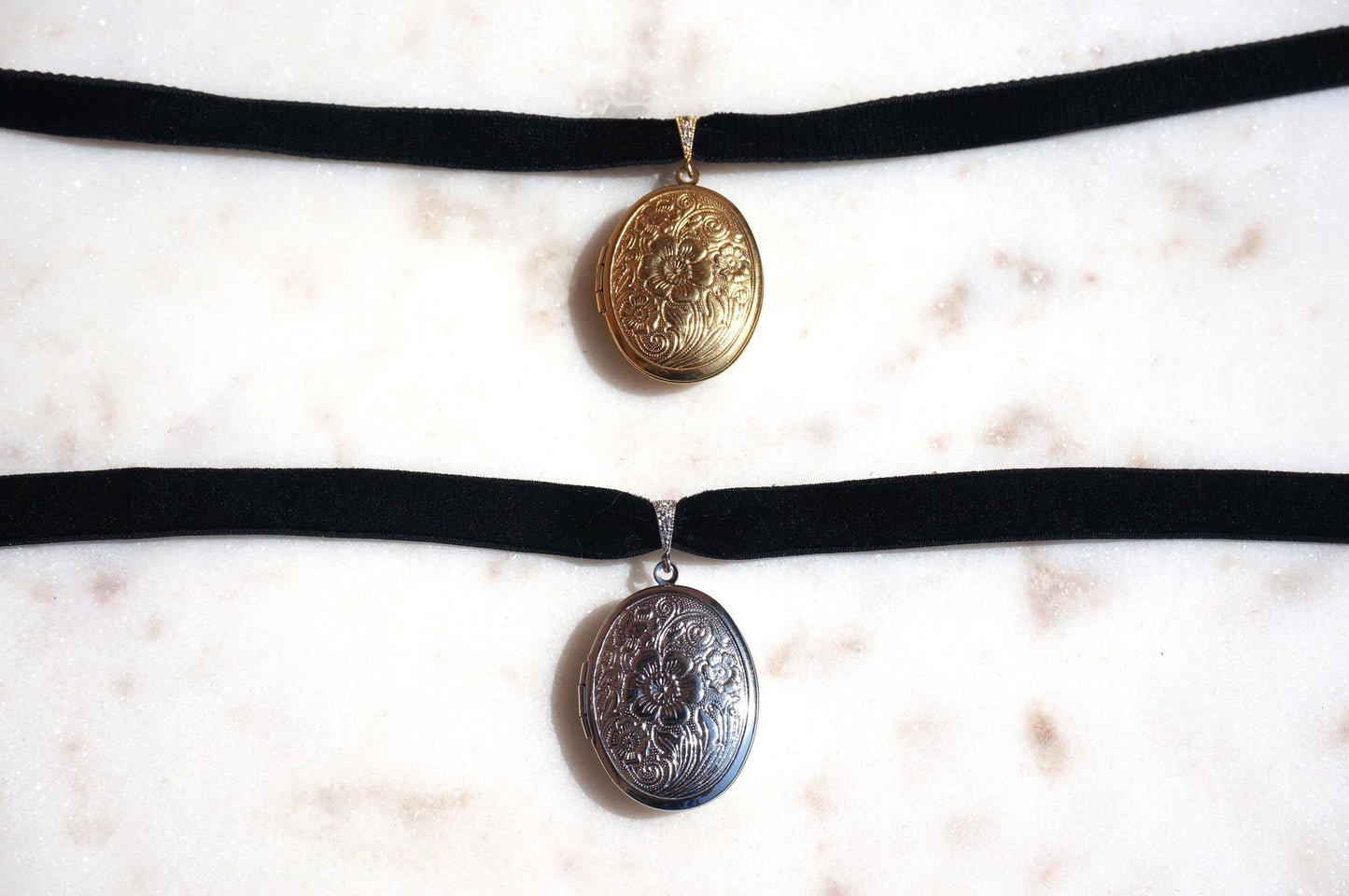 Botanical Oval Locket Stretch Choker