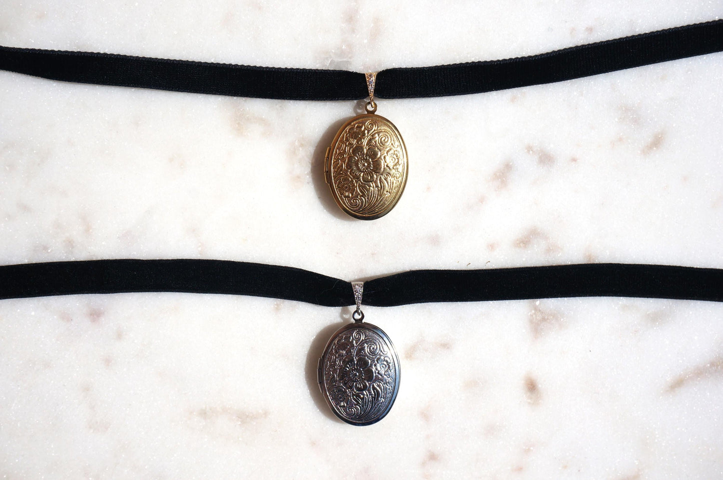 Botanical Oval Locket Stretch Choker
