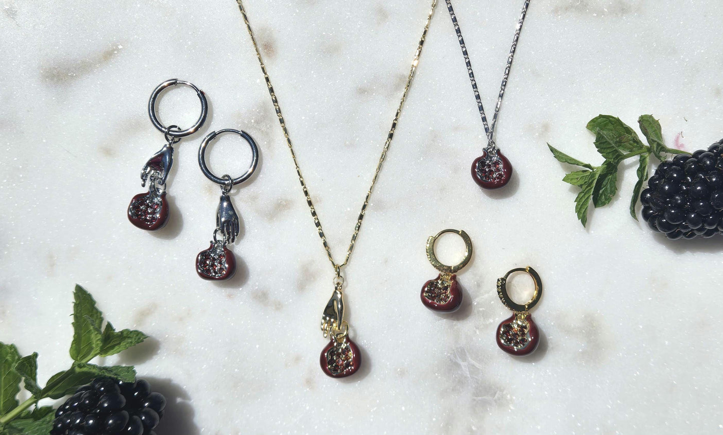 Persephone Crimson Pomegranate 18k Gold Plated Necklace