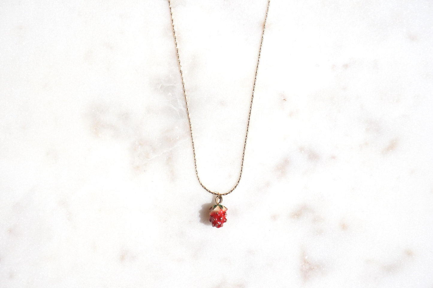 Dainty Strawberry 18k Gold Plated Necklace