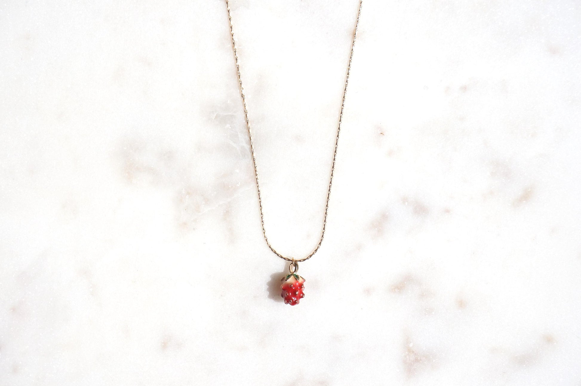 Dainty Strawberry 18k Gold Plated Necklace