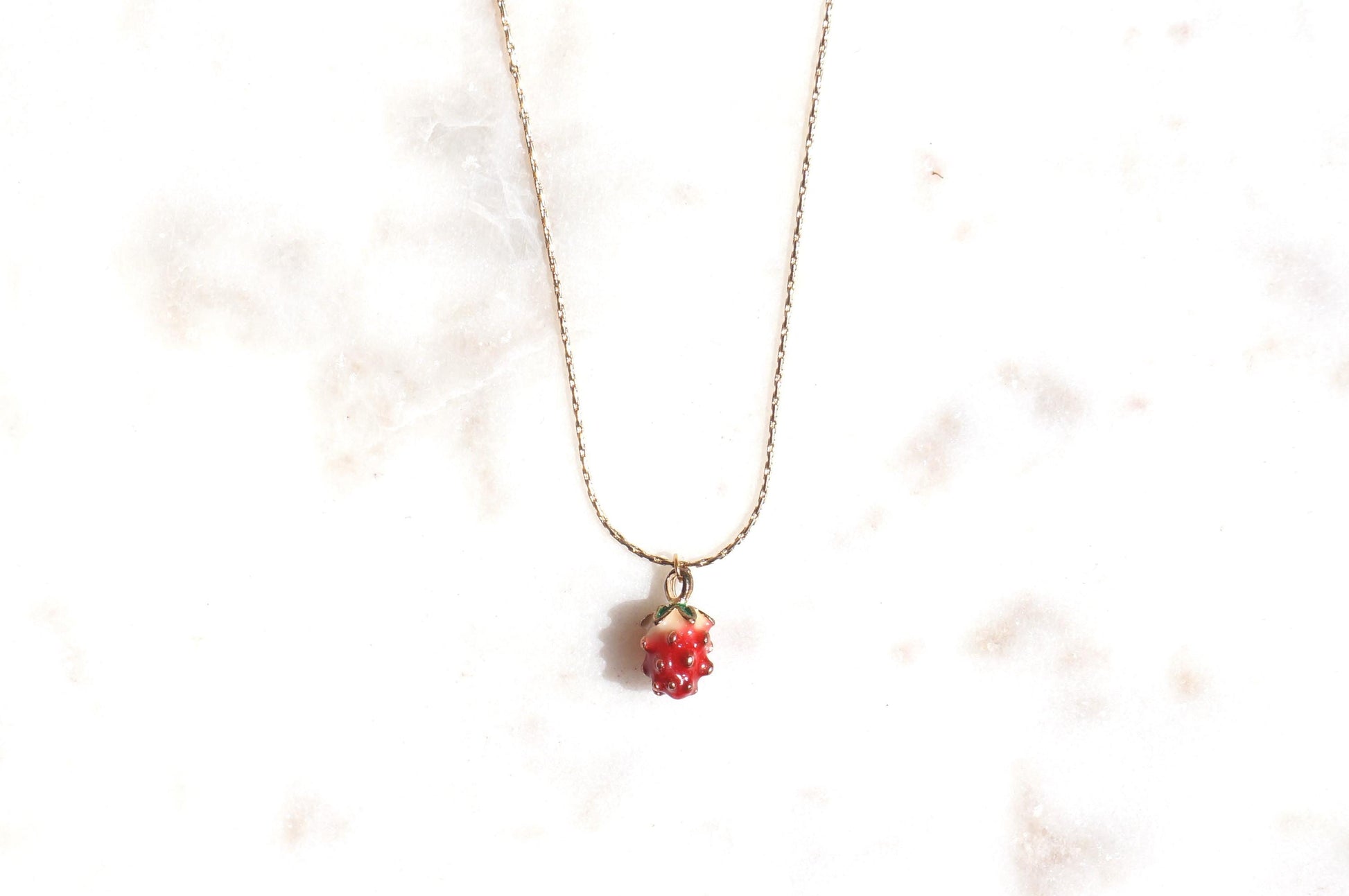 Dainty Strawberry 18k Gold Plated Necklace