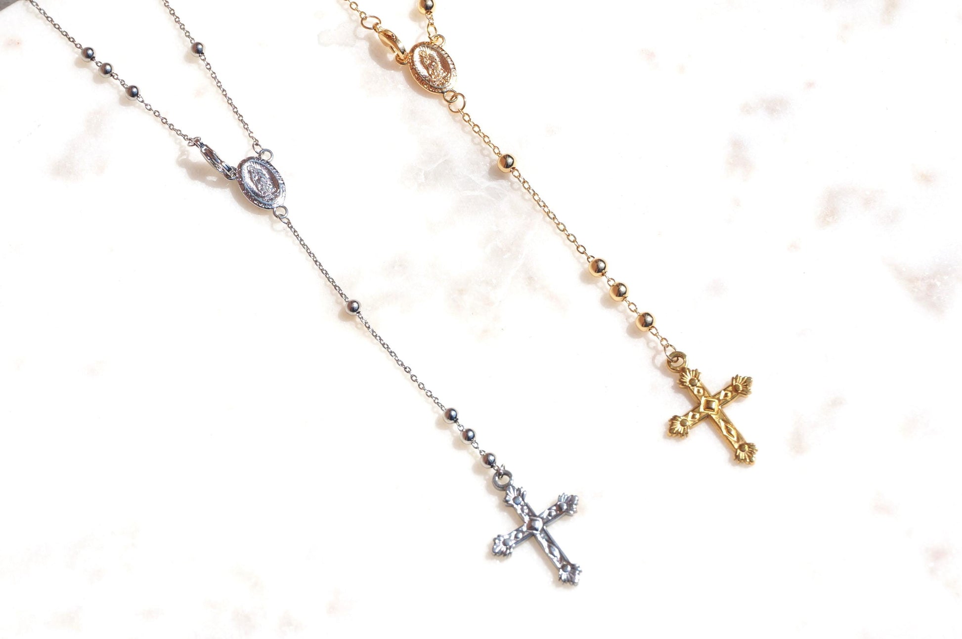Gold Plated Rosary Style Necklace