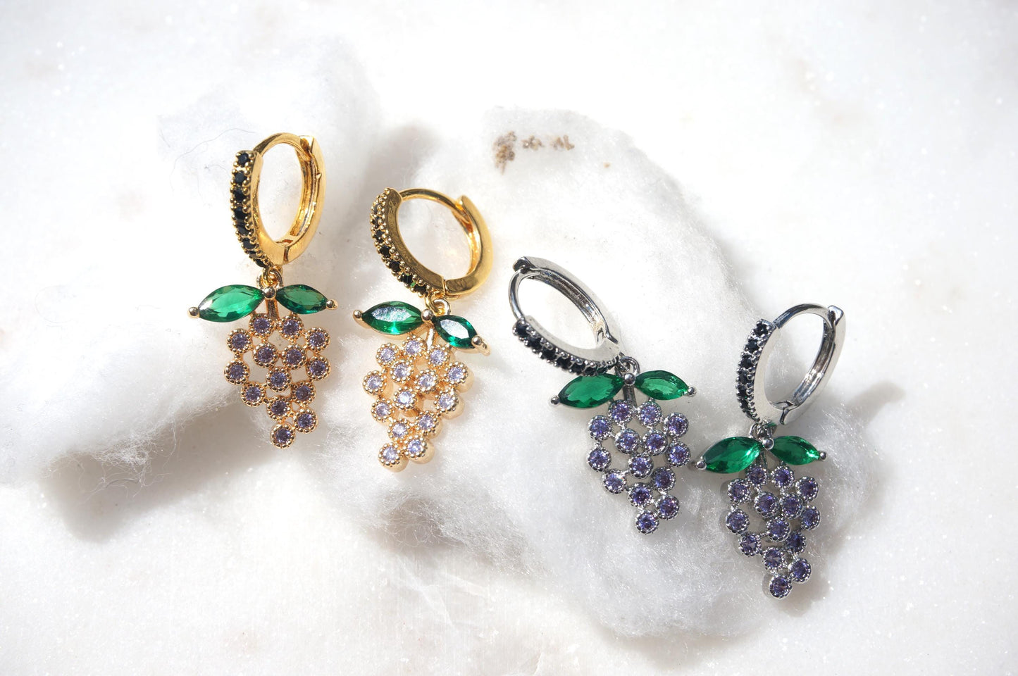 Dainty Grape Fruit Huggie Hoop Earrings