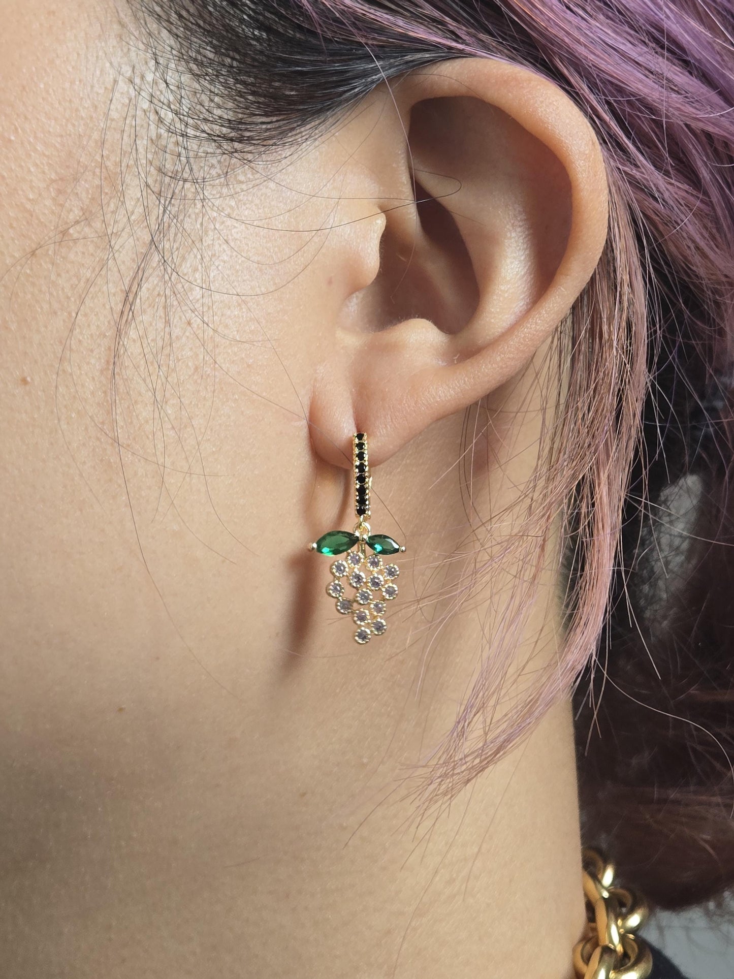 Dainty Grape Fruit Huggie Hoop Earrings