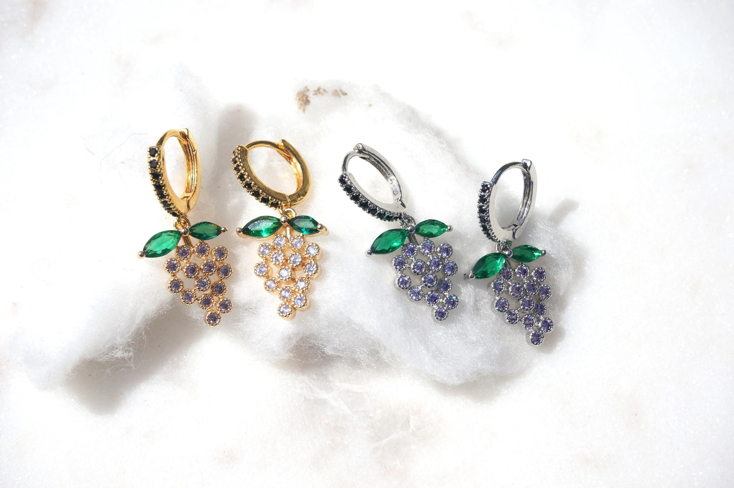 Dainty Grape Fruit Huggie Hoop Earrings