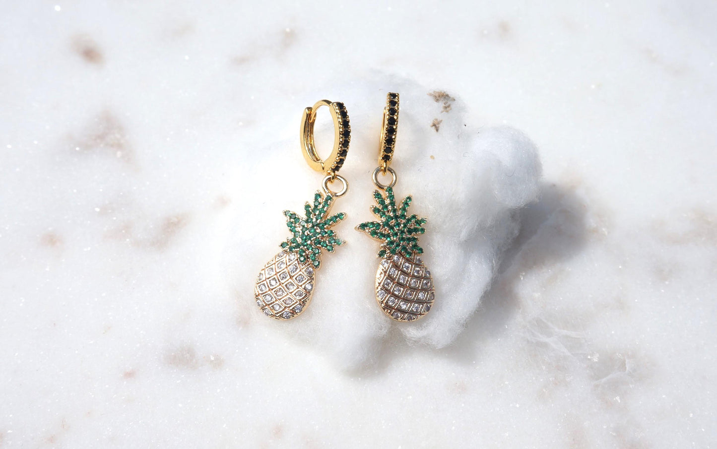 Dainty Pineapple Fruit Huggie Hoop Earrings