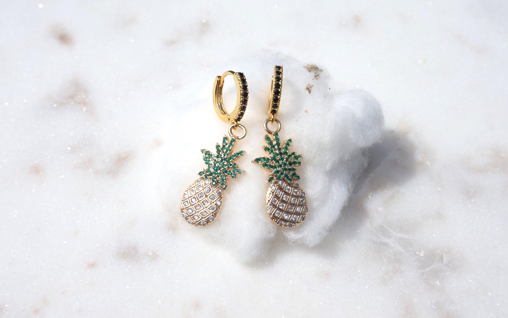 Dainty Pineapple Fruit Huggie Hoop Earrings