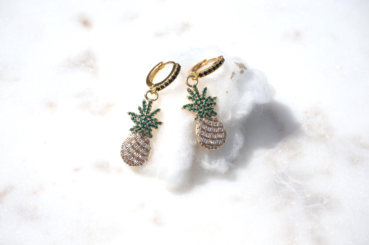 Dainty Pineapple Fruit Huggie Hoop Earrings
