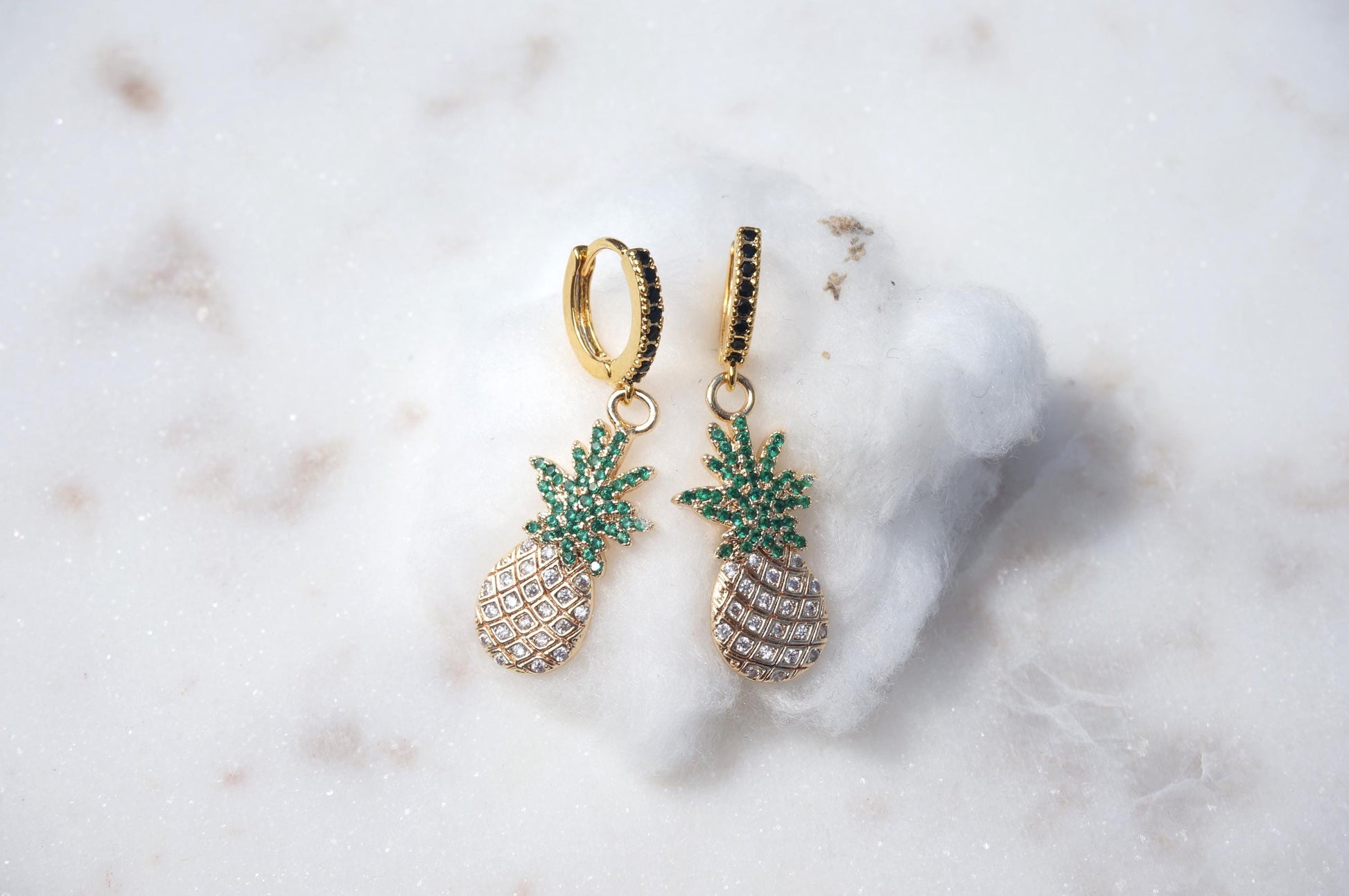 Dainty Pineapple Fruit Huggie Hoop Earrings