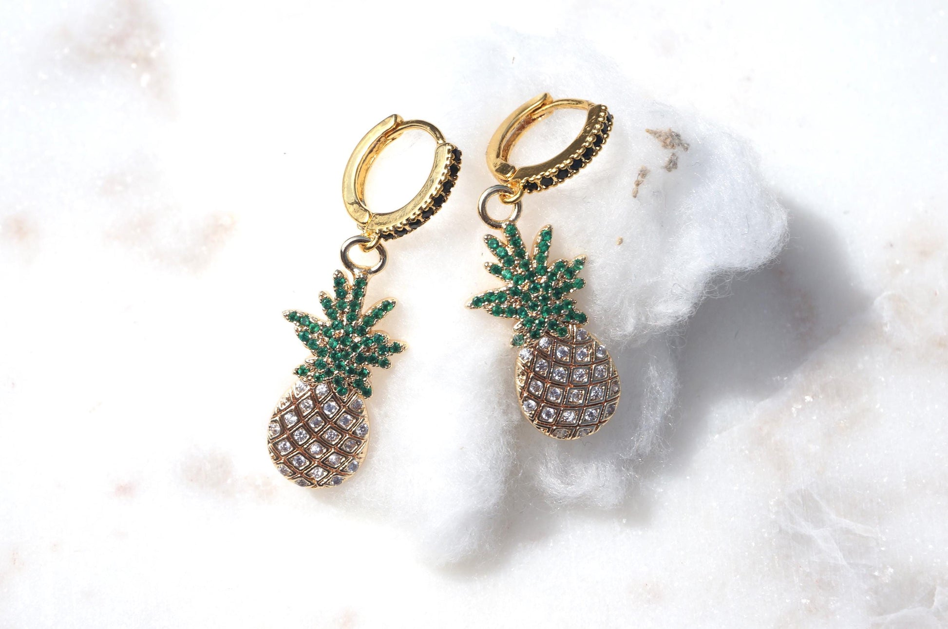 Dainty Pineapple Fruit Huggie Hoop Earrings
