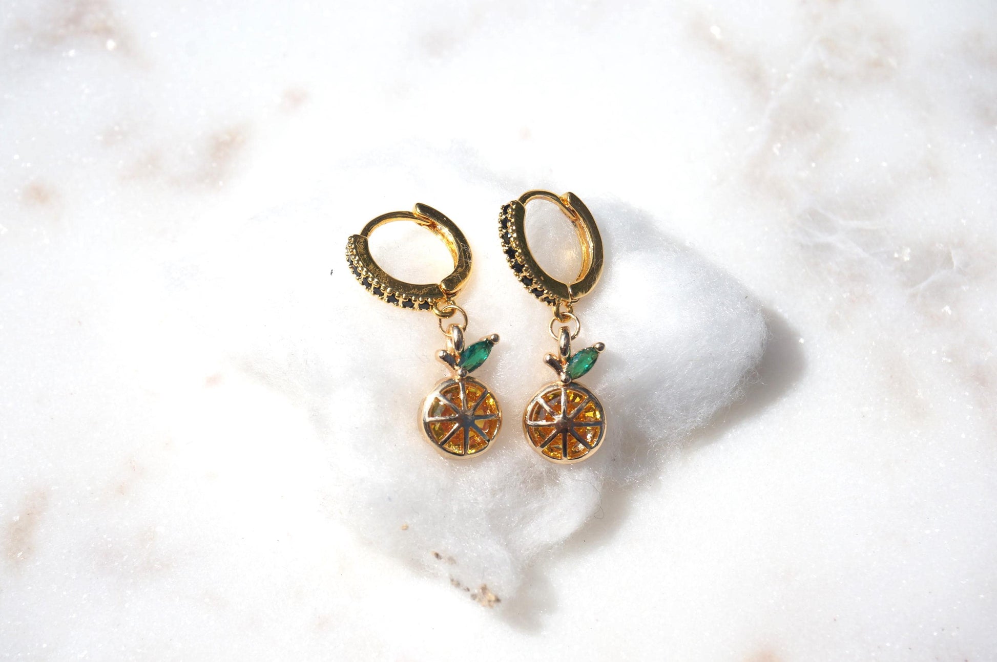 Dainty Orange Fruit Huggie Hoop Earrings