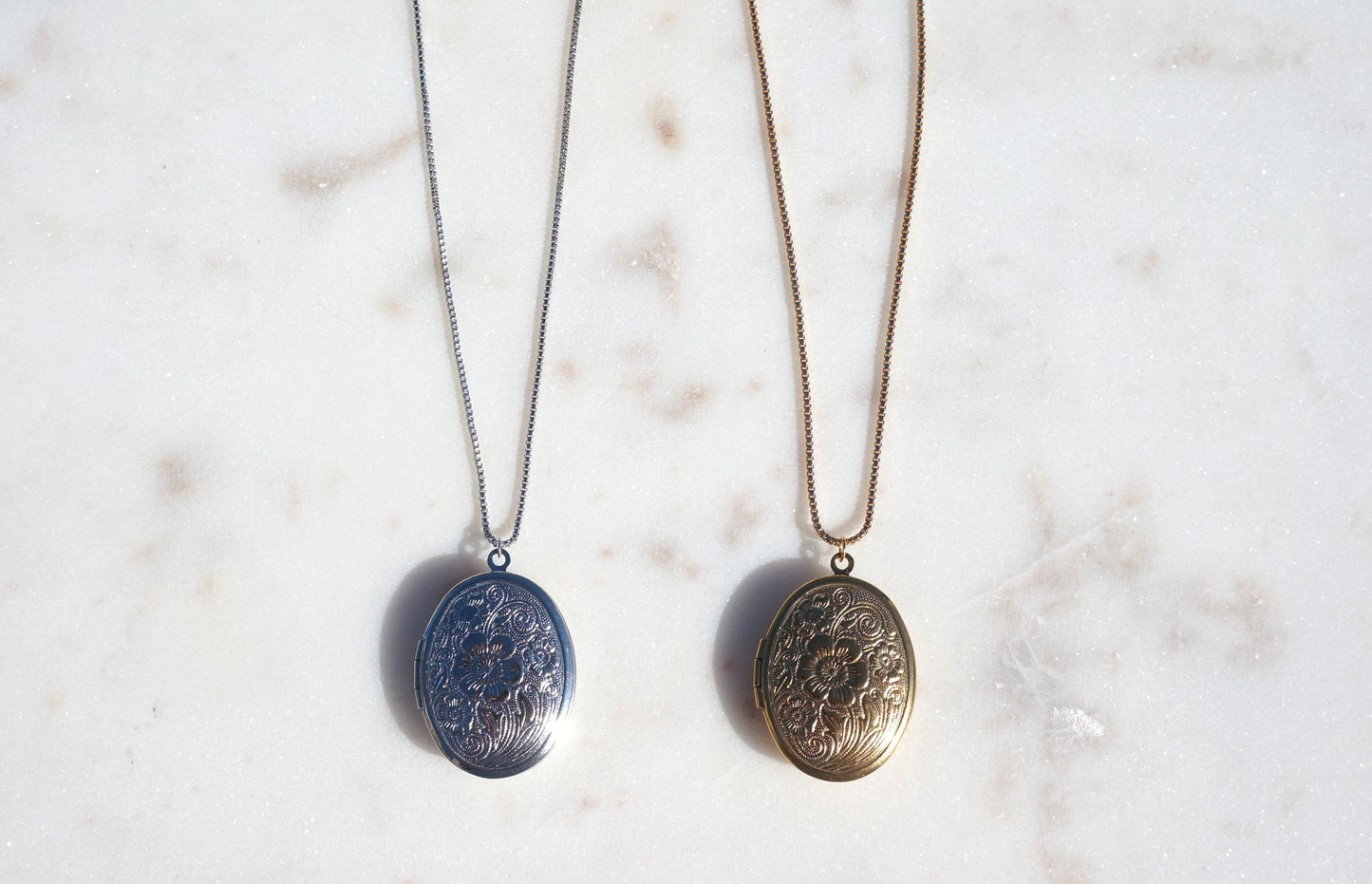 Gold/Silver Botanical Oval Locket Necklace