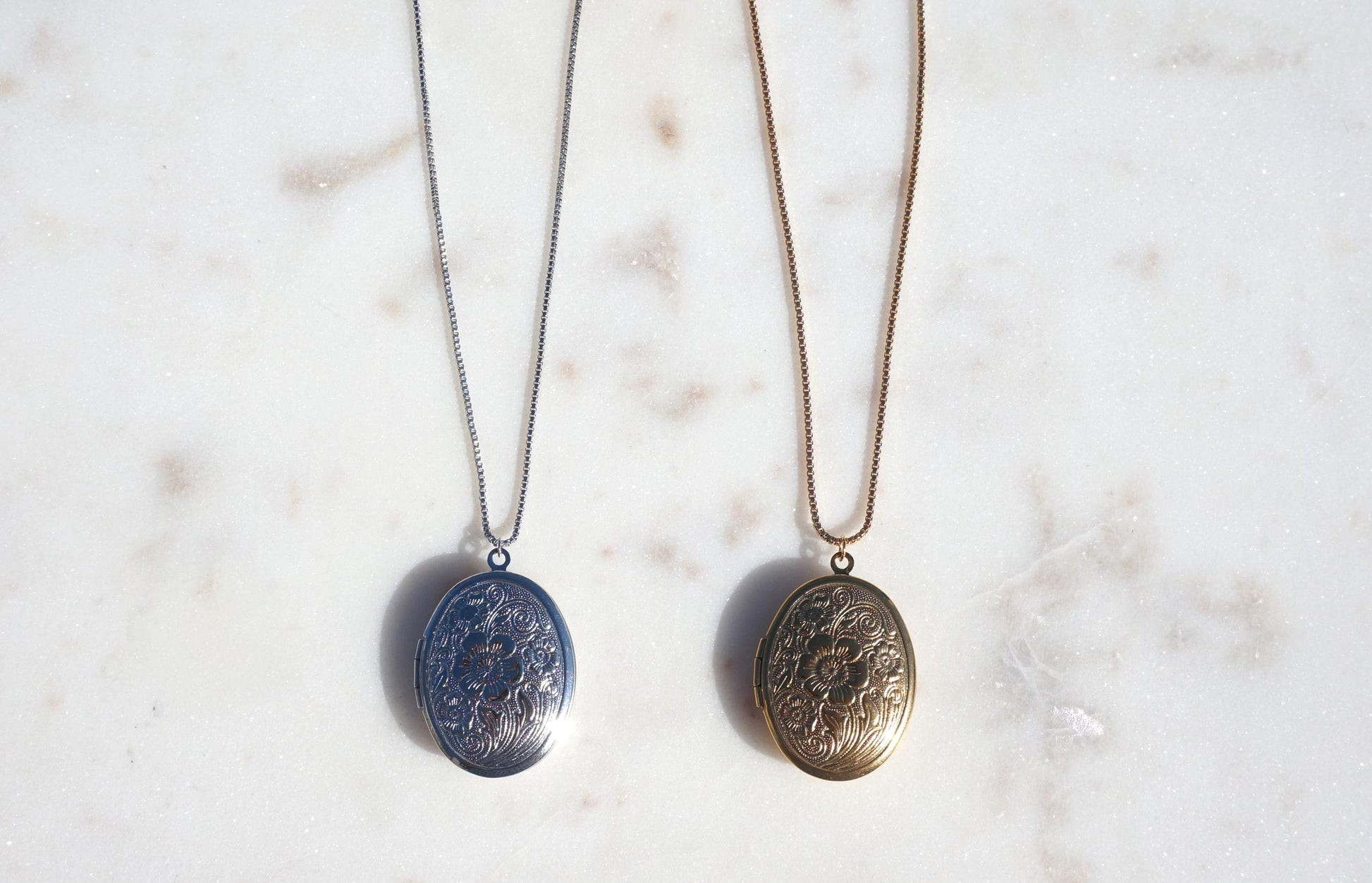 Gold/Silver Botanical Oval Locket Necklace