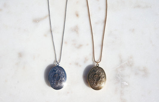 Gold/Silver Botanical Oval Locket Necklace