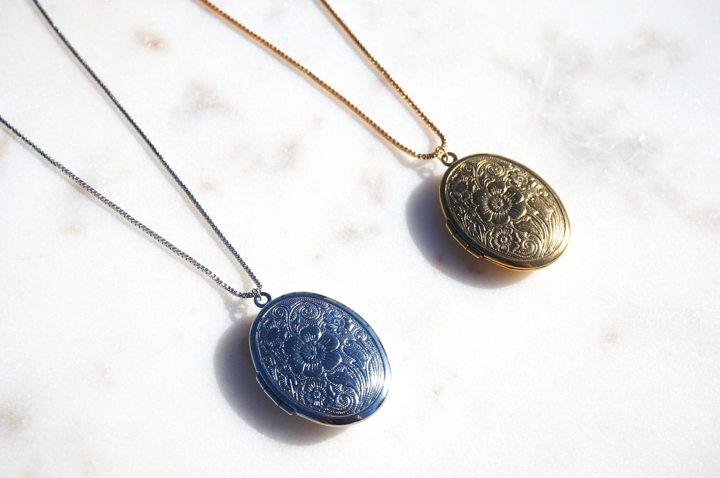 Gold/Silver Botanical Oval Locket Necklace