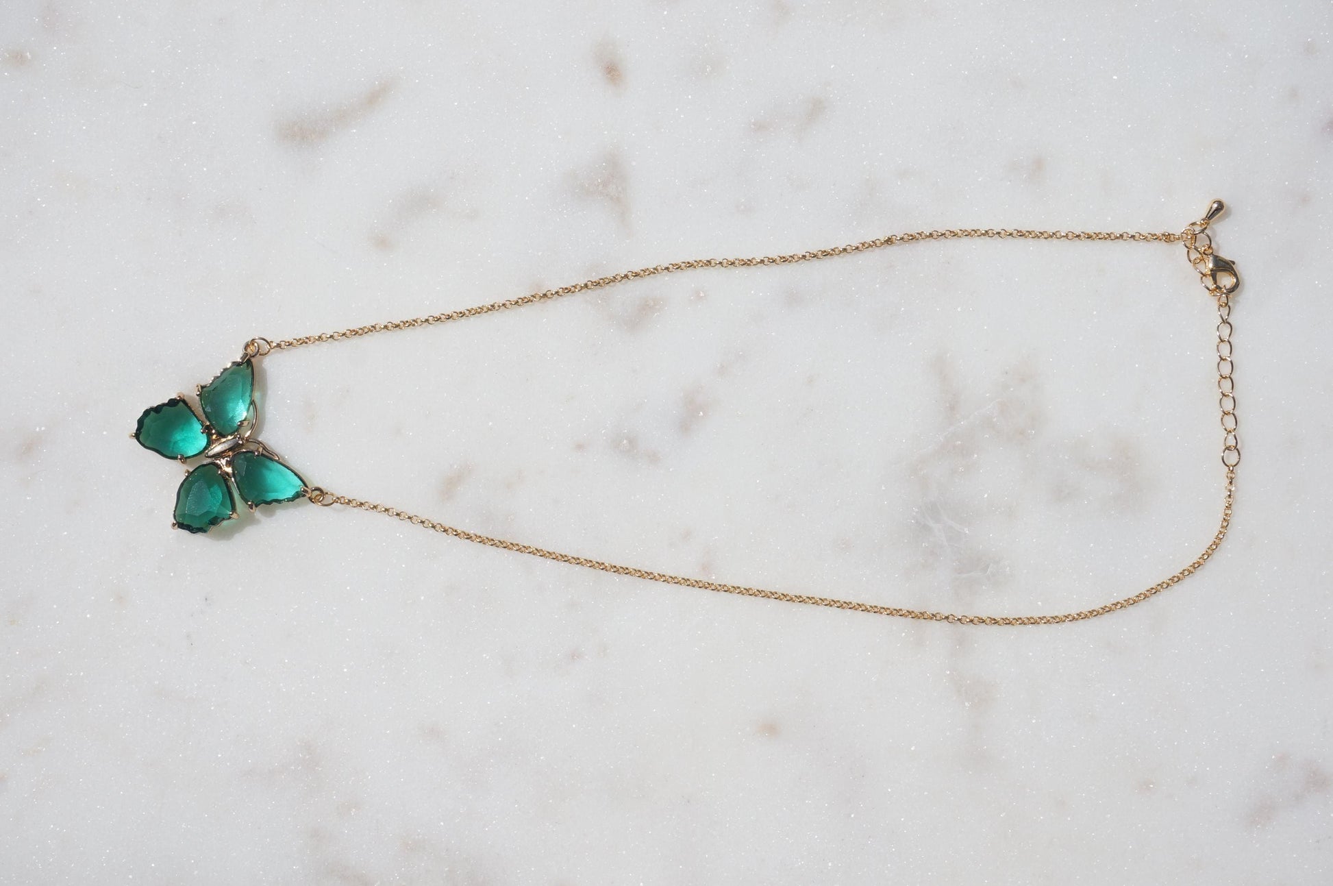 Green/Yellow Crystal Butterfly Y2K Necklace