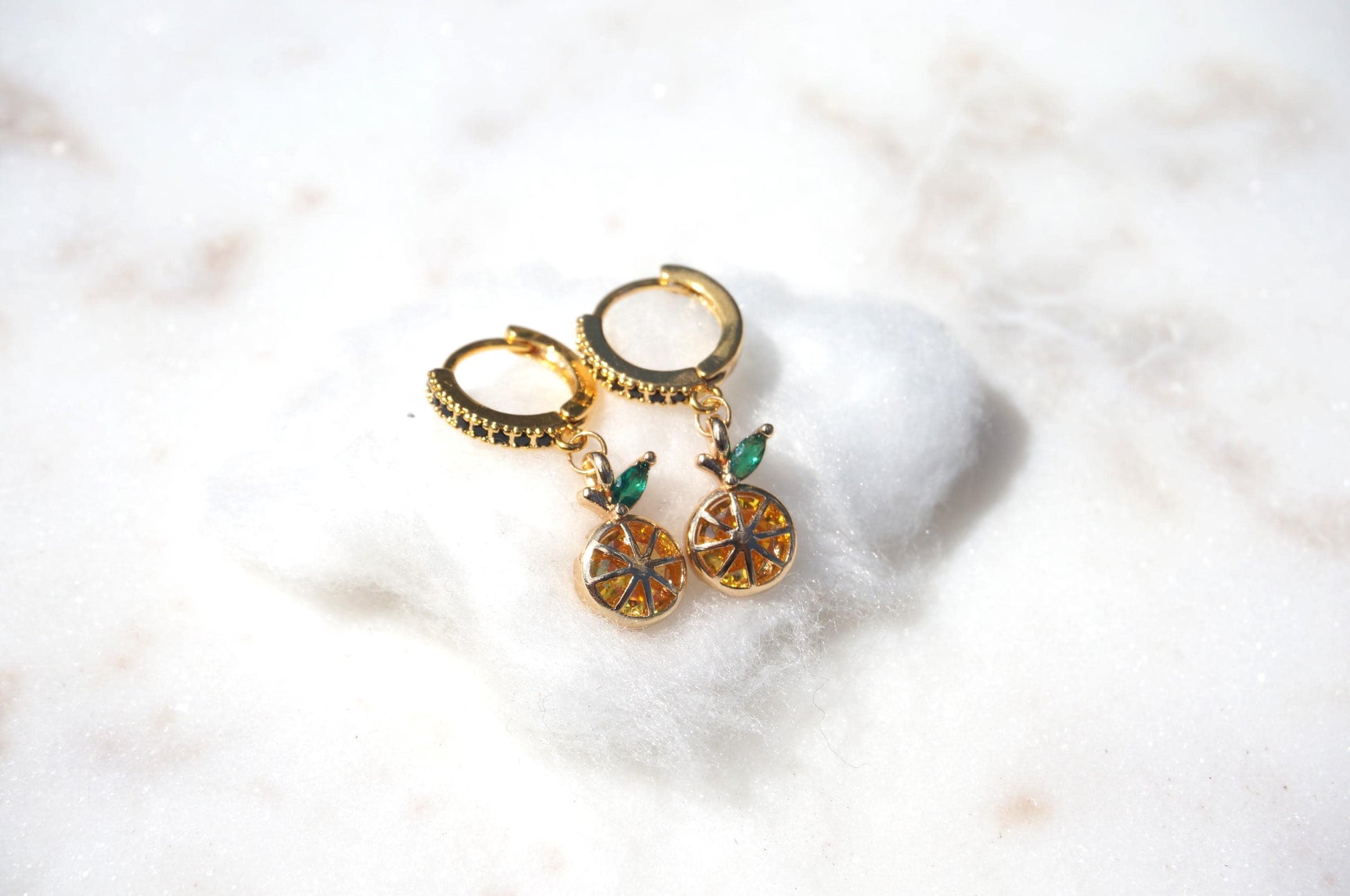 Dainty Orange Fruit Huggie Hoop Earrings
