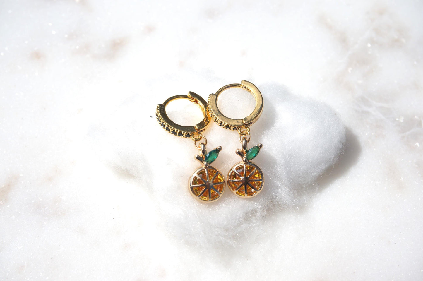 Dainty Orange Fruit Huggie Hoop Earrings
