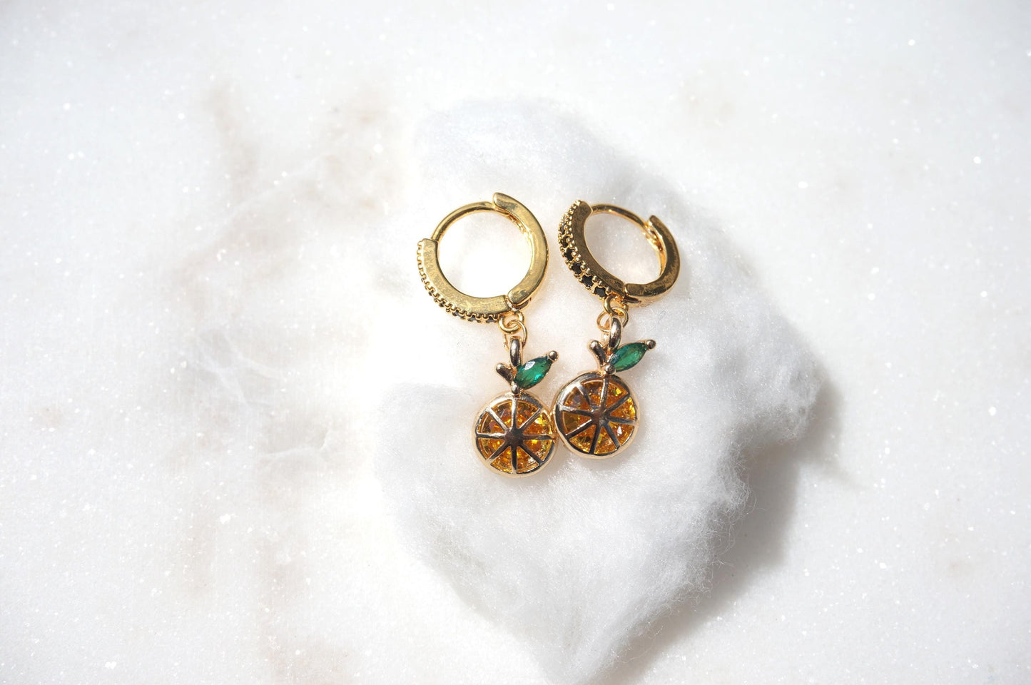 Dainty Orange Fruit Huggie Hoop Earrings