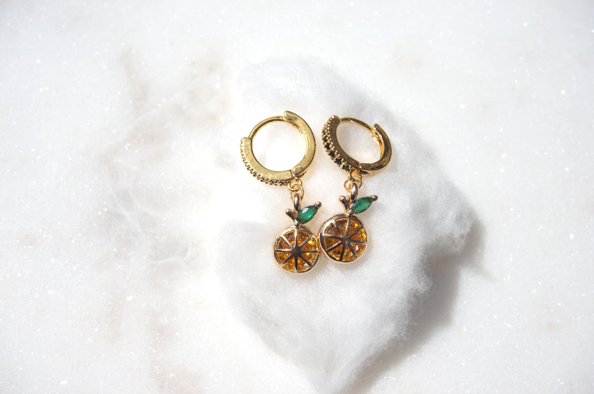 Dainty Orange Fruit Huggie Hoop Earrings