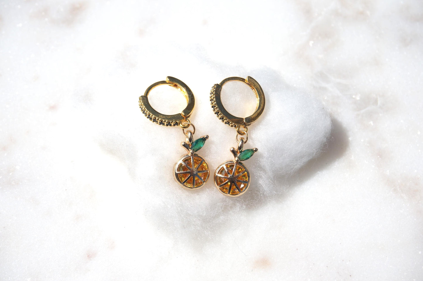 Dainty Orange Fruit Huggie Hoop Earrings