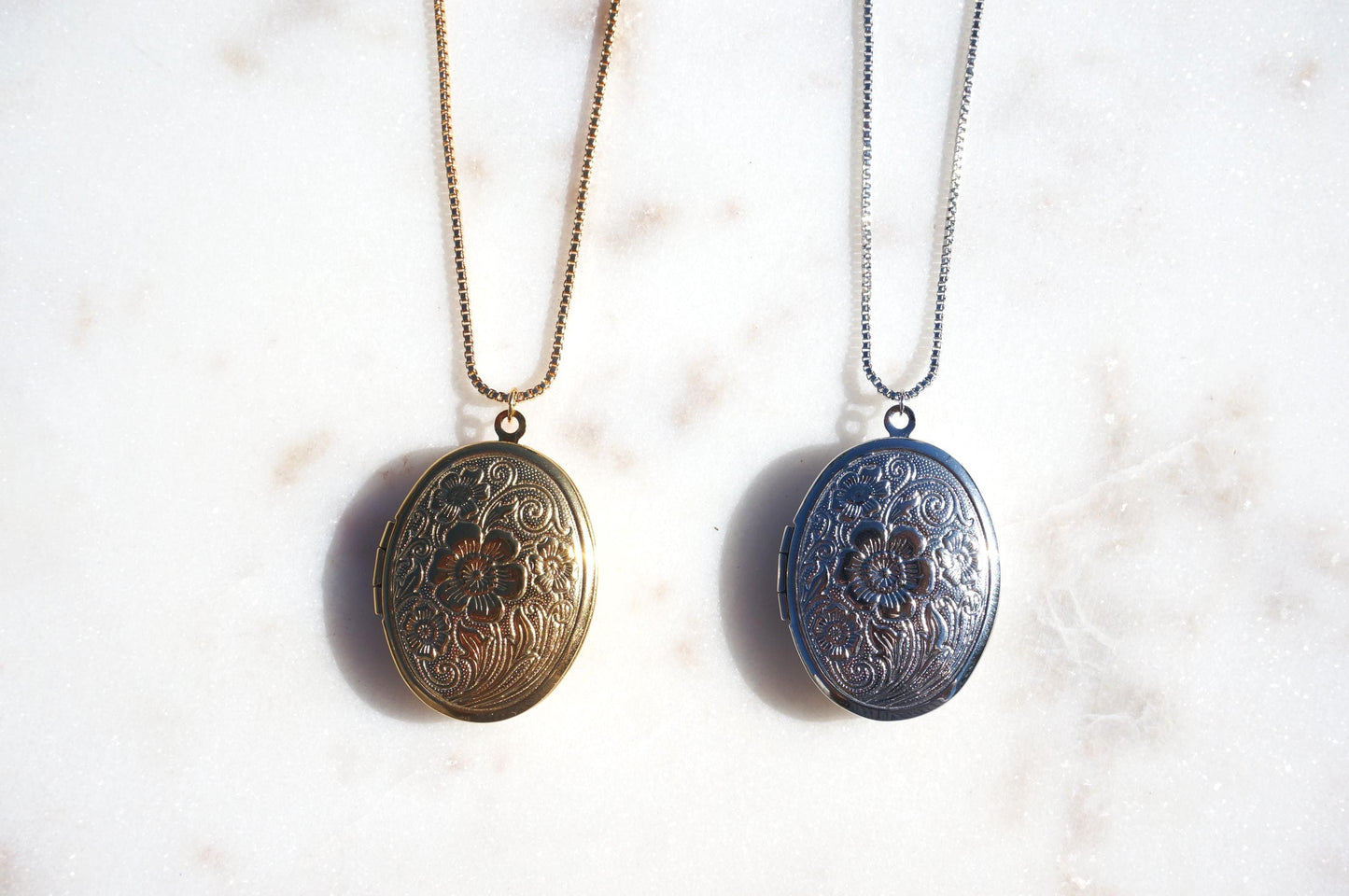 Gold/Silver Botanical Oval Locket Necklace