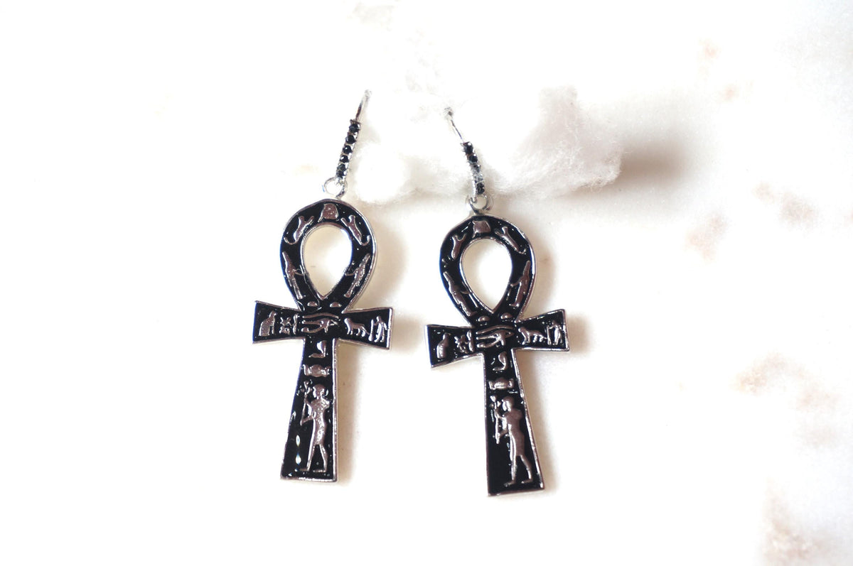 ANKH Black and Gold/Silver Huggies / Hoop Earrings / Huggie Earrings