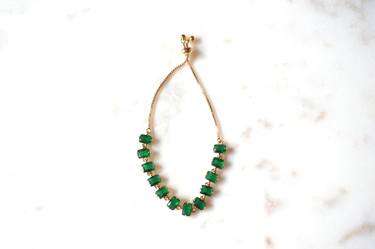 EVA Green and Gold Gem Chain Adjustable Bracelet