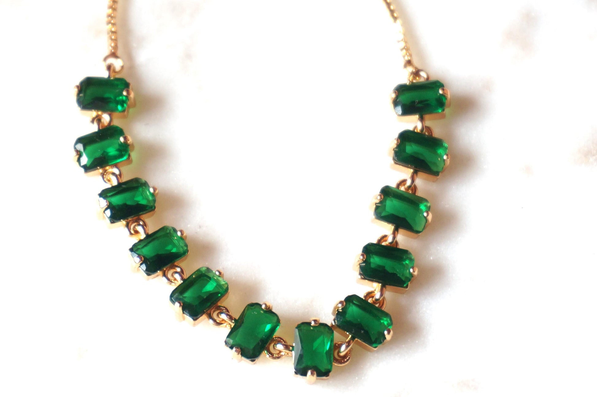 EVA Green and Gold Gem Chain Adjustable Bracelet