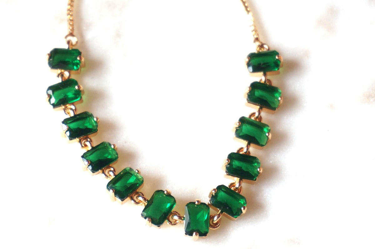 EVA Green and Gold Gem Chain Adjustable Bracelet