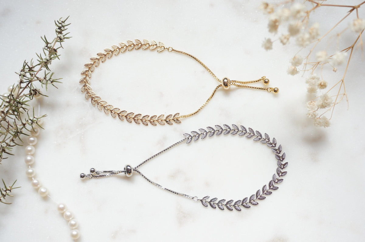 Gold/Silver Leaf Chain Adjustable Bracelet