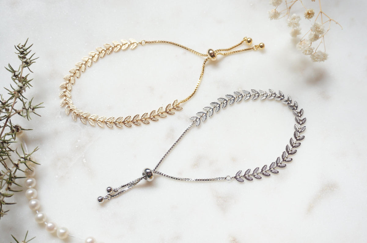 Gold/Silver Leaf Chain Adjustable Bracelet