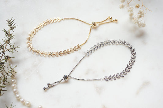 Gold/Silver Leaf Chain Adjustable Bracelet