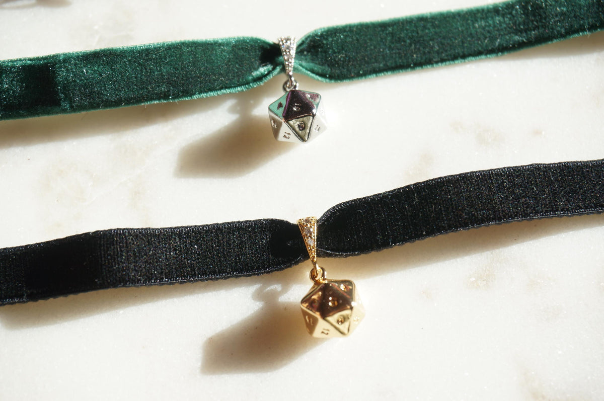 D20 Stretch Velvet Choker / Dungeons and Dragons Choker