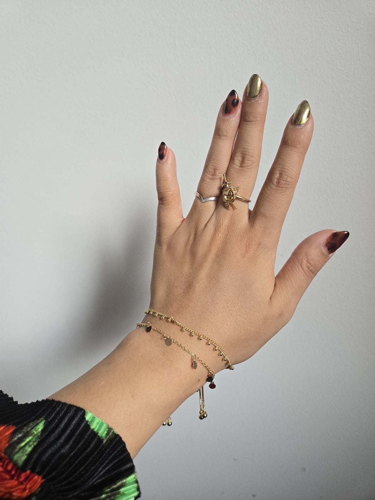 Gold Plated Dainty Chain Layering Adjustable Bracelets / Gold and Silver Bracelets
