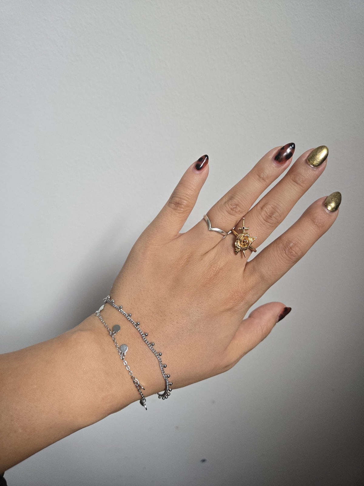 Gold Plated Dainty Chain Layering Adjustable Bracelets / Gold and Silver Bracelets