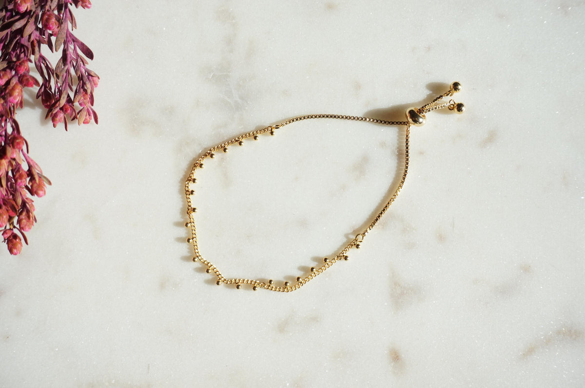 Gold Plated Dainty Chain Layering Adjustable Bracelets / Gold and Silver Bracelets