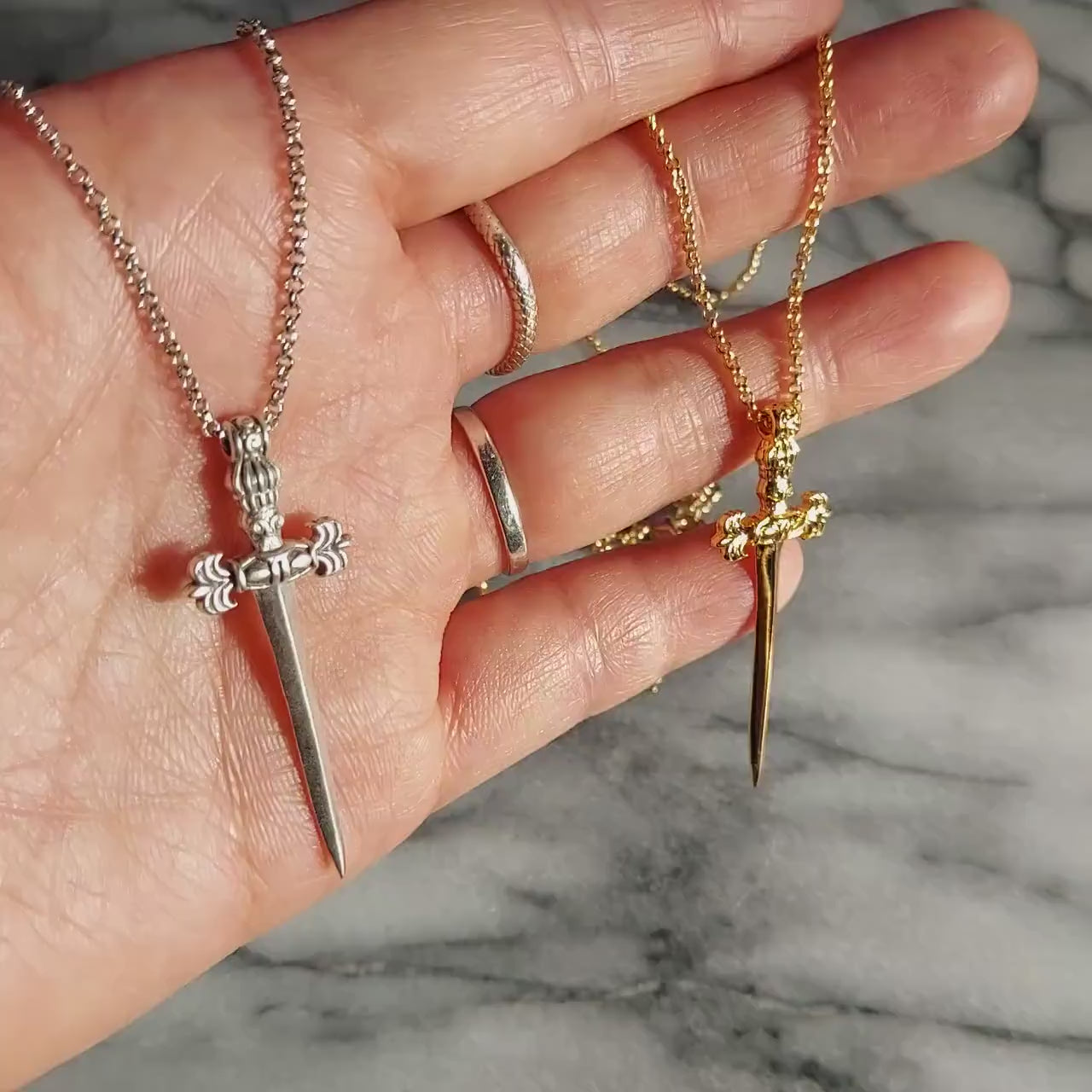 GLADIUS Gold/Silver Antique Sword Necklace
