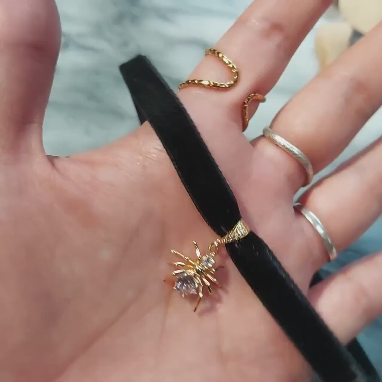 Spider and Black Stretch Velvet Choker