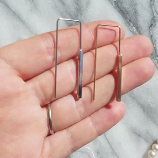 Minimal Geometric Gold / Silver Threader Earrings