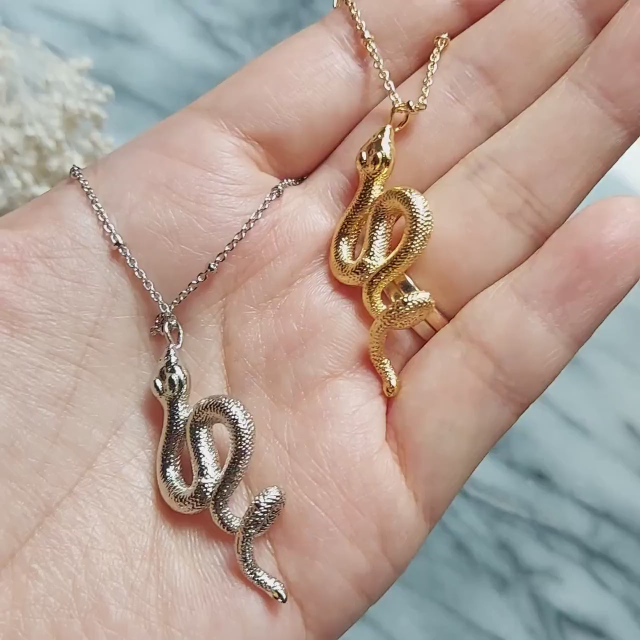 Python Gold/Silver necklace / Snake Necklace