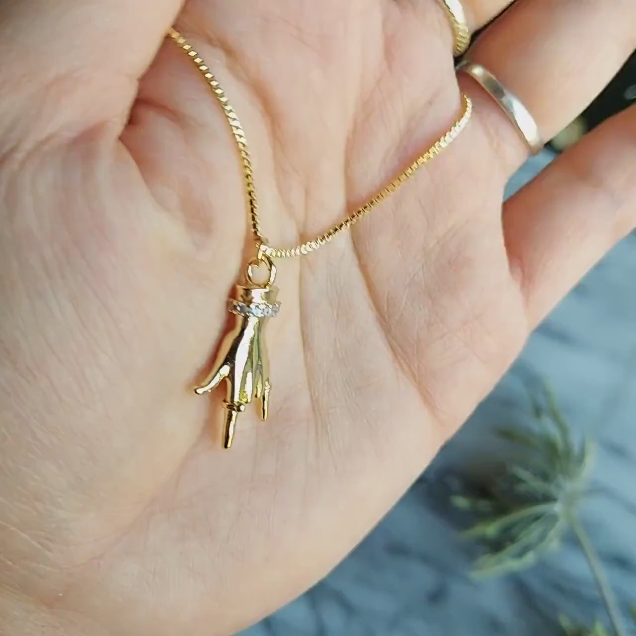 HORNS Gold / Silver Hand Sign Necklace