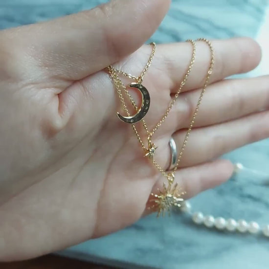 SOLSTICE Star / Sun / Moon Dainty Gold Necklaces