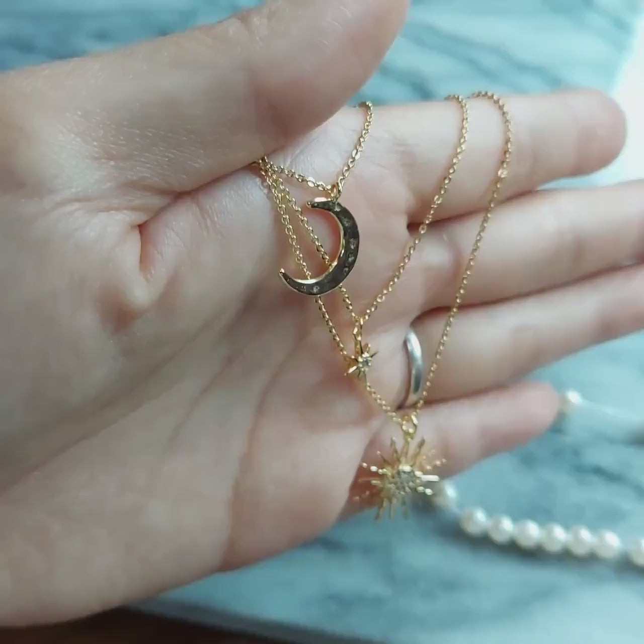 SOLSTICE Star / Sun / Moon Dainty Gold Necklaces
