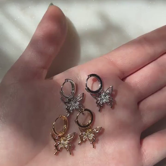 Y2K Gold/Silver Butterfly Earrings Huggies