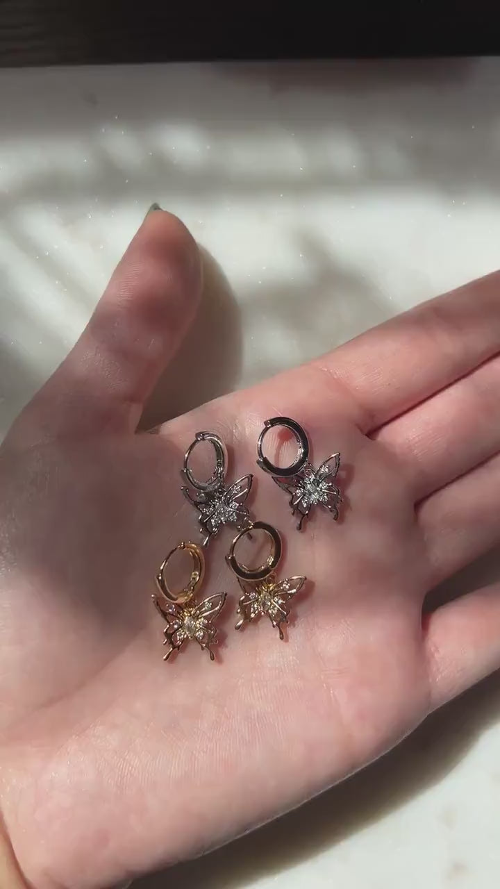 Y2K Gold/Silver Butterfly Earrings Huggies