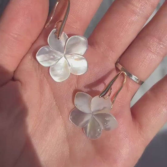 Pearl Hibiscus dangle earrings