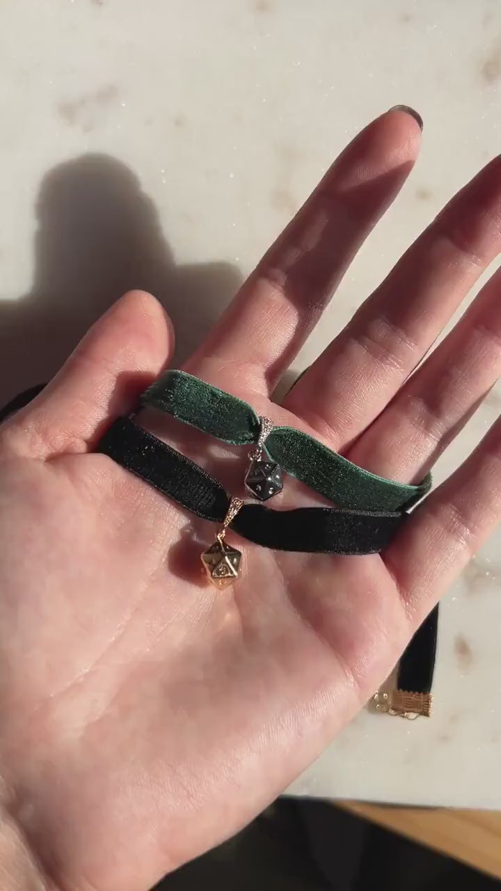 D20 Stretch Velvet Choker / Dungeons and Dragons Choker
